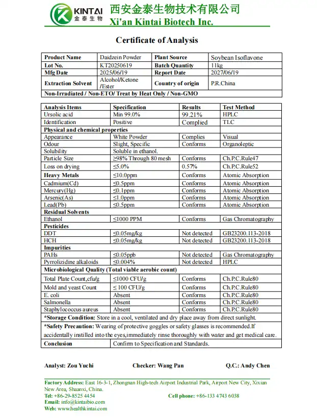 COA of DAIDZEIN POWDER COA of DAIDZEIN POWDER