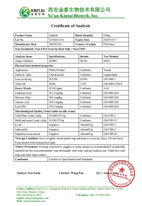 Healthkintai® Osthole Powder COA