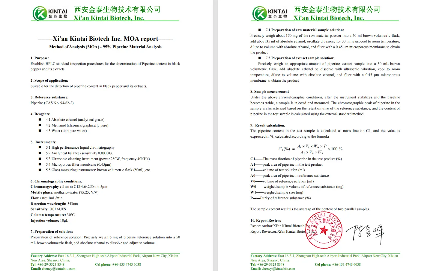 Healthkintai® 95%Piperine MOA 