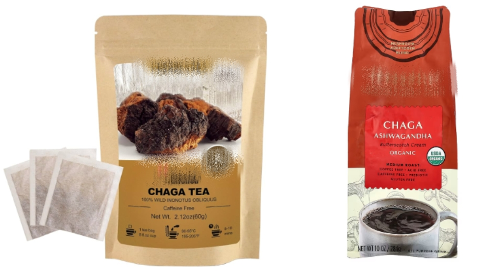 Chaga mushroom extract functional beverages and foods