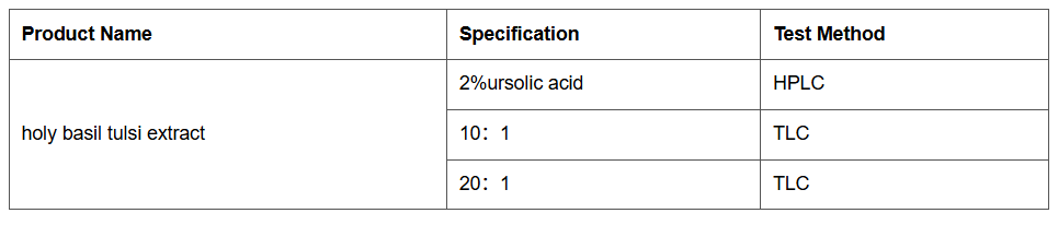 Holy Basil Tulsi extract specifications Holy Basil Tulsi extract specifications