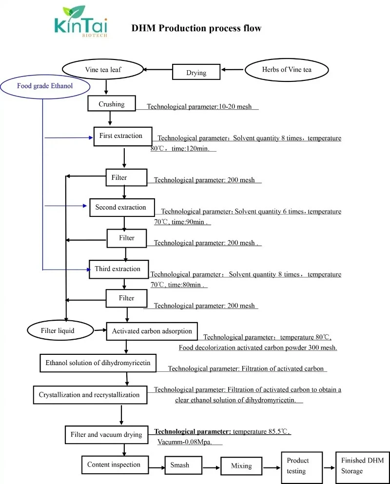 Kintai Dihydromyricetin (DMY) Powder Production Process Kintai Dihydromyricetin (DMY) Powder Production Process