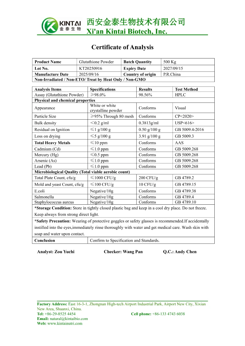 KT20250916-COA of Glutathione Powder KT20250916-COA of Glutathione Powder