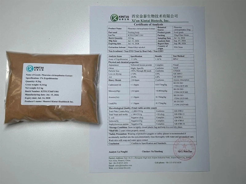 Pleurotus Citrinopileatus Extract L-Ergothioneine 1 Inner Packaging Pleurotus Citrinopileatus Extract L-Ergothioneine 1 Inner Packaging